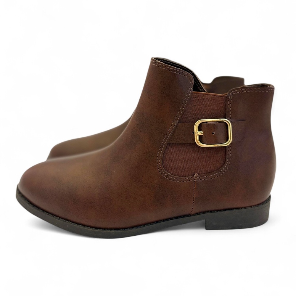 Brown Faux Leather Kids Ankle Boots by Zoe & Zach Size 1